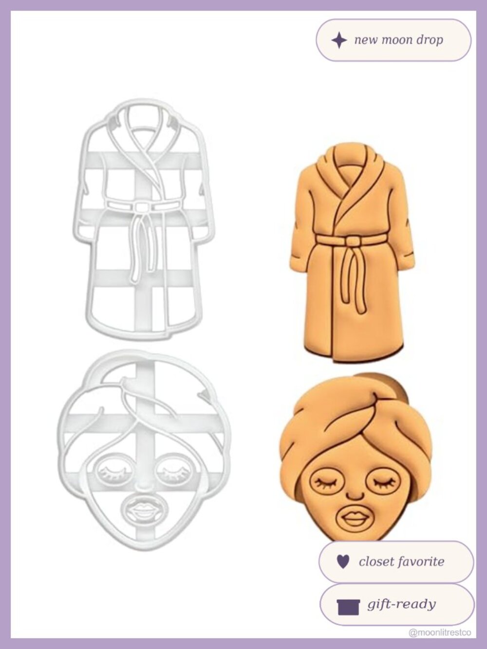 Spa Mask & Bathrobe Cookie Cutters 2-Pc Set Plastic Fondant Dough Baking Crafts